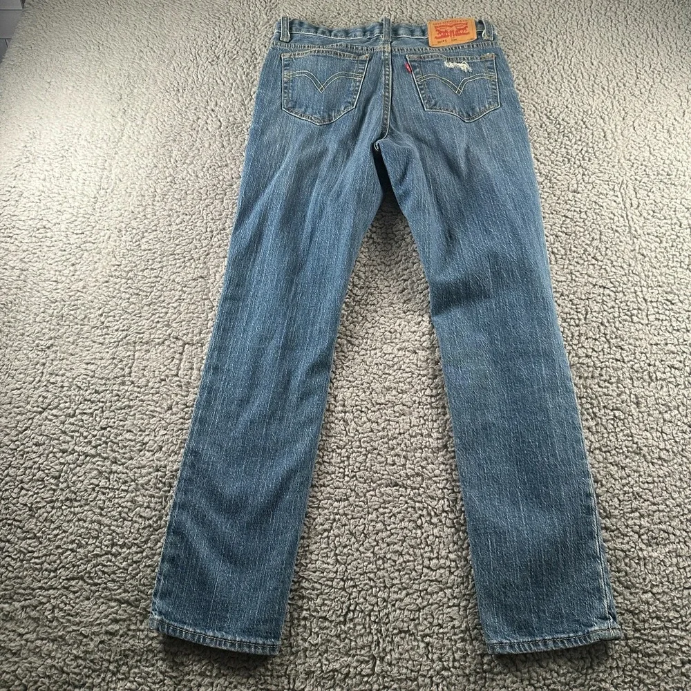 Levis 501 S Jeans Womens 12‎ Premium Button Fly Straight Leg Skinny Distressed